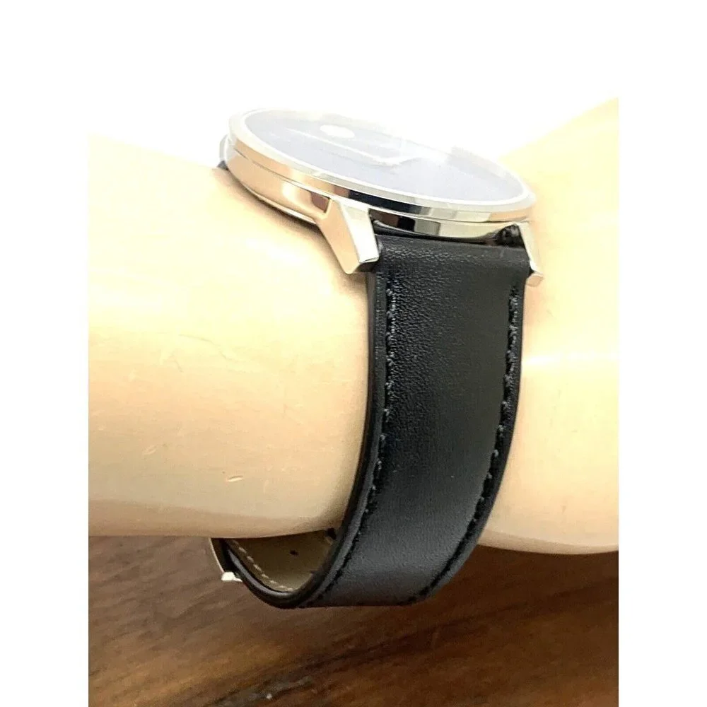 Movado Men's Watch 0607270 Museum Swiss Quartz Blue Dial Black Leather B…